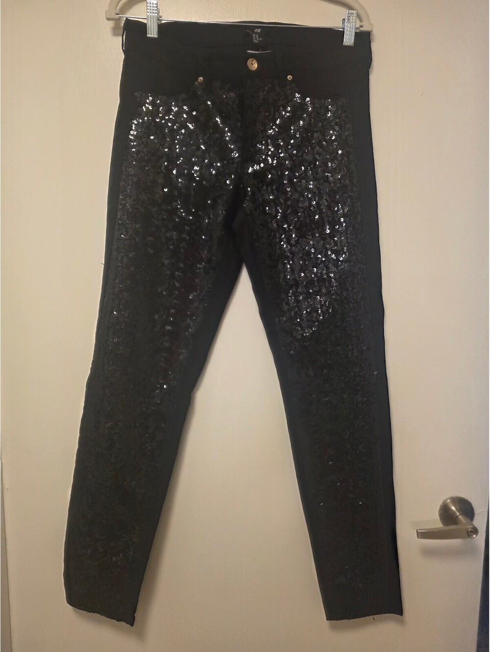 H ^ M NWT Black Sequin Skinny Jeans